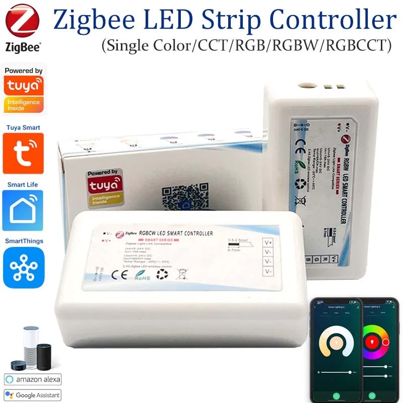 j inteligentny kontroler RGB z głosem i kontrolą aplikacji dla Google Echo Plus Zigbee 3.0 15A DC5-24V kompatybilny oświetl...