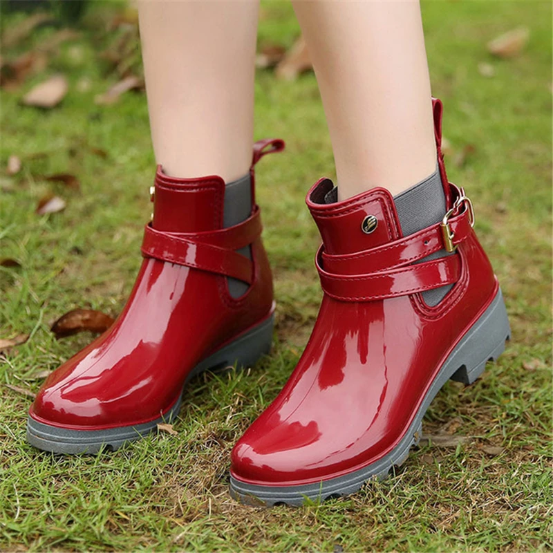 

Rain Boots Women Ankle Bootie Waterproof Rubber Walking Shoes Girls Fashion Ladies Winter Shoes for Outdoor Rainy Day