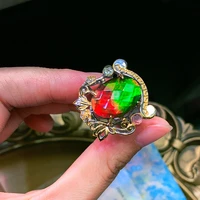 luxury retro copper color designer jewelry redgreen watermelon tourmaline rings for men and women party costume accessories