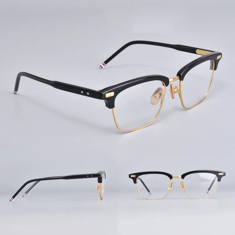 New Brand Design Alloy Glasses Frame for Men Women Square Semi Rimless Eyeglasses Optical Prescription Eyewear tb711 Spectacles