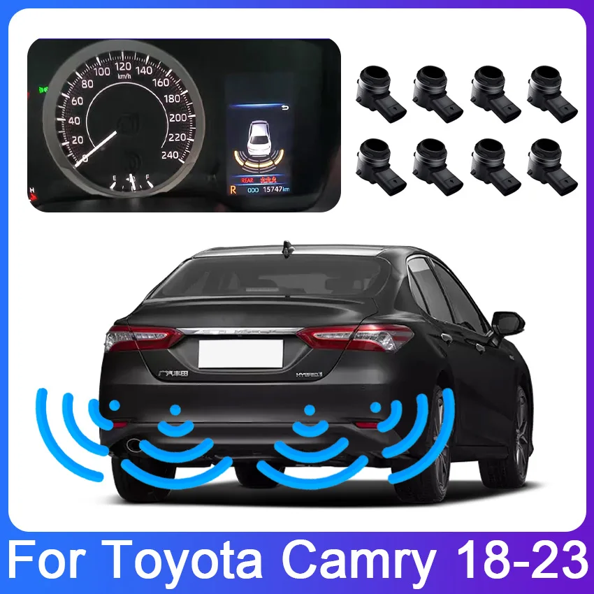 

Автомобильный экран, реверсивный перед после изображения, радарный датчик, звуковое предупреждение, система обнаружения для Toyota Camry 2018 ~ 2021 2022 2023