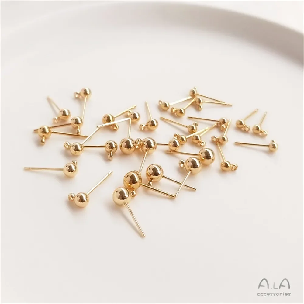 1 пара 14-каратных позолоченных шариковых игл гвоздей для ушей с подвесным кольцом
