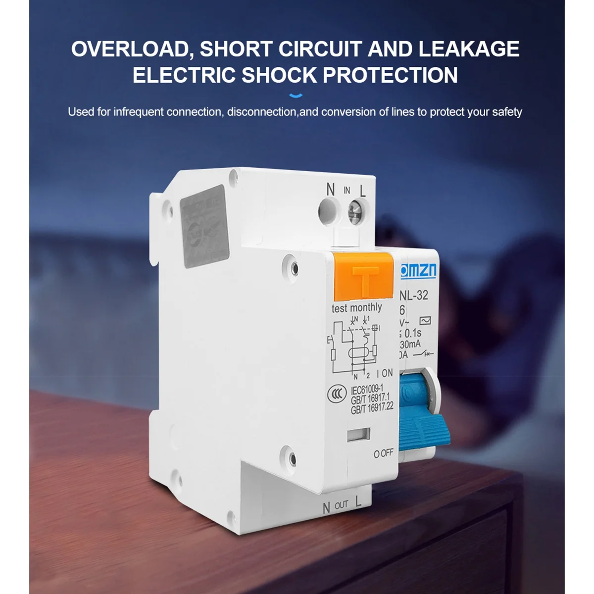 Автоматический выключатель тока TOMZN TPNL DPNL 230 В 1P + N с защитой от перегрузки и