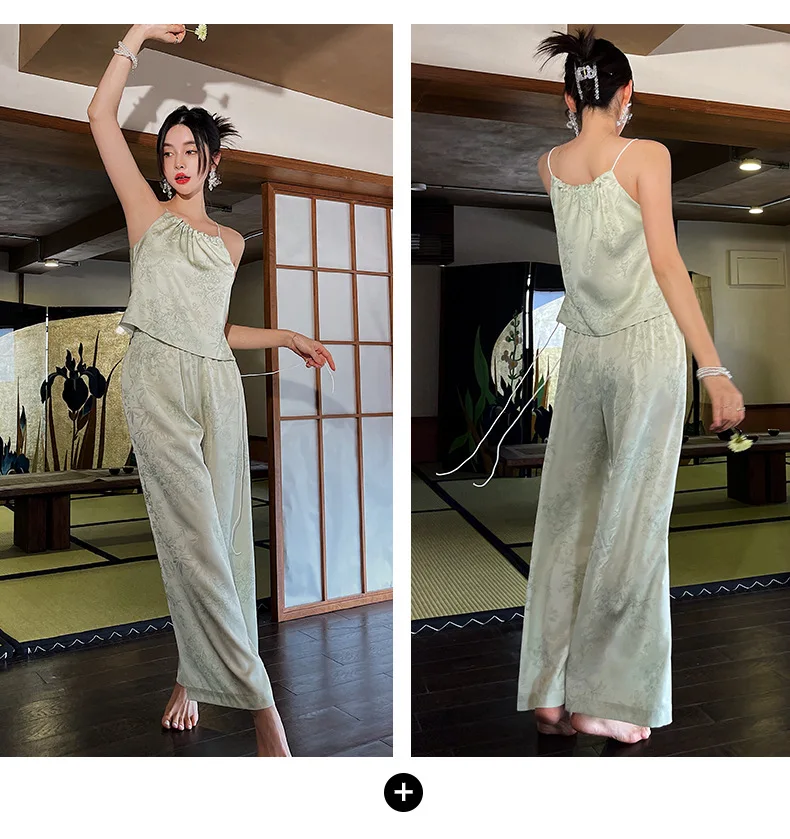 New pajamas women's ice and snow silk suspenders pajamas trend printing women pajamas  سكسي نيك  dropshipping