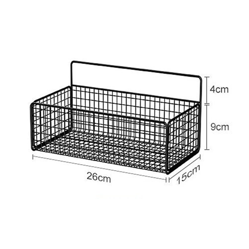

Shelf Free Punching Wall Grid Hanging Drain Rack Barbed Wire Storage Basket Kitchen Spice Rack Bathroom Desktop Storage Basket