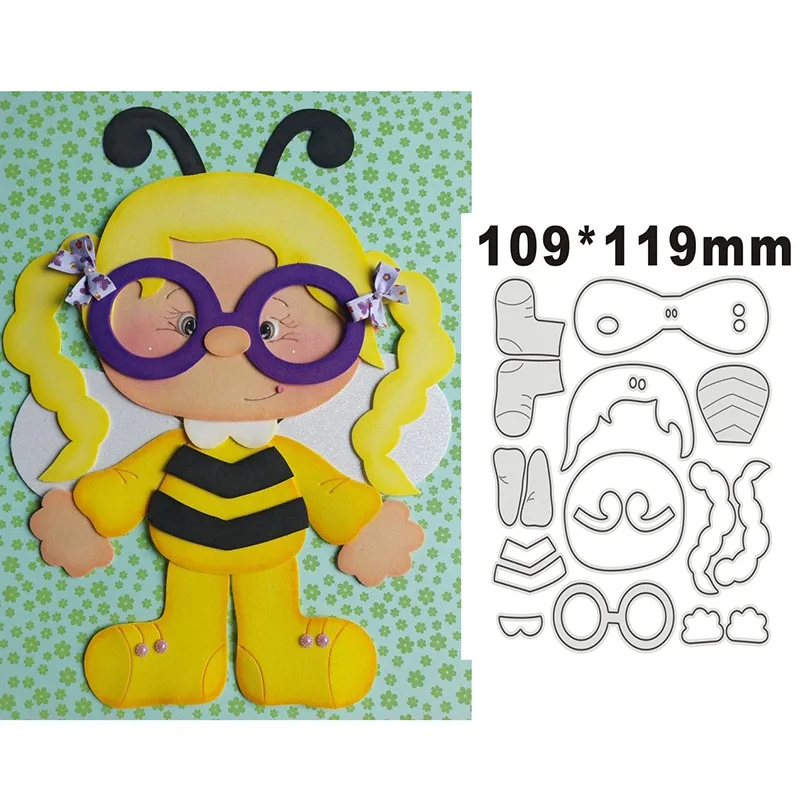 10 см МЕТАЛЛИЧЕСКИЕ Вырубные штампы трафареты пчела девушка для сделай сам