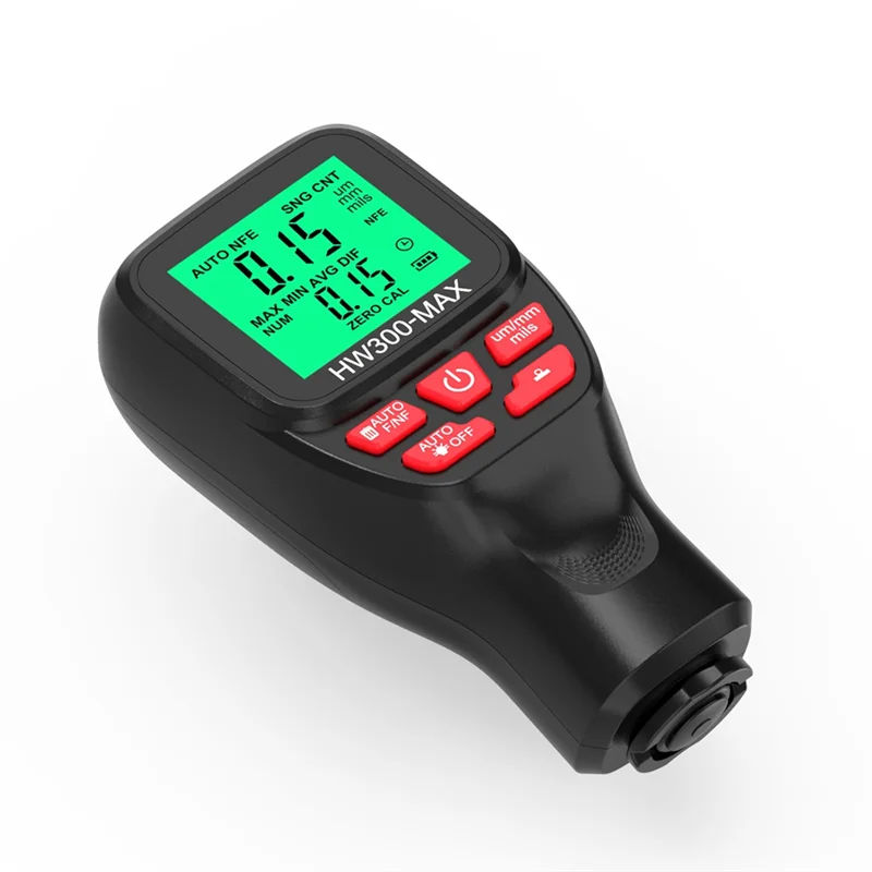 

HW300-MAX 0-2000UM Толщиномер покрытия Тестер толщины автомобильной краски, простой в использовании, черный