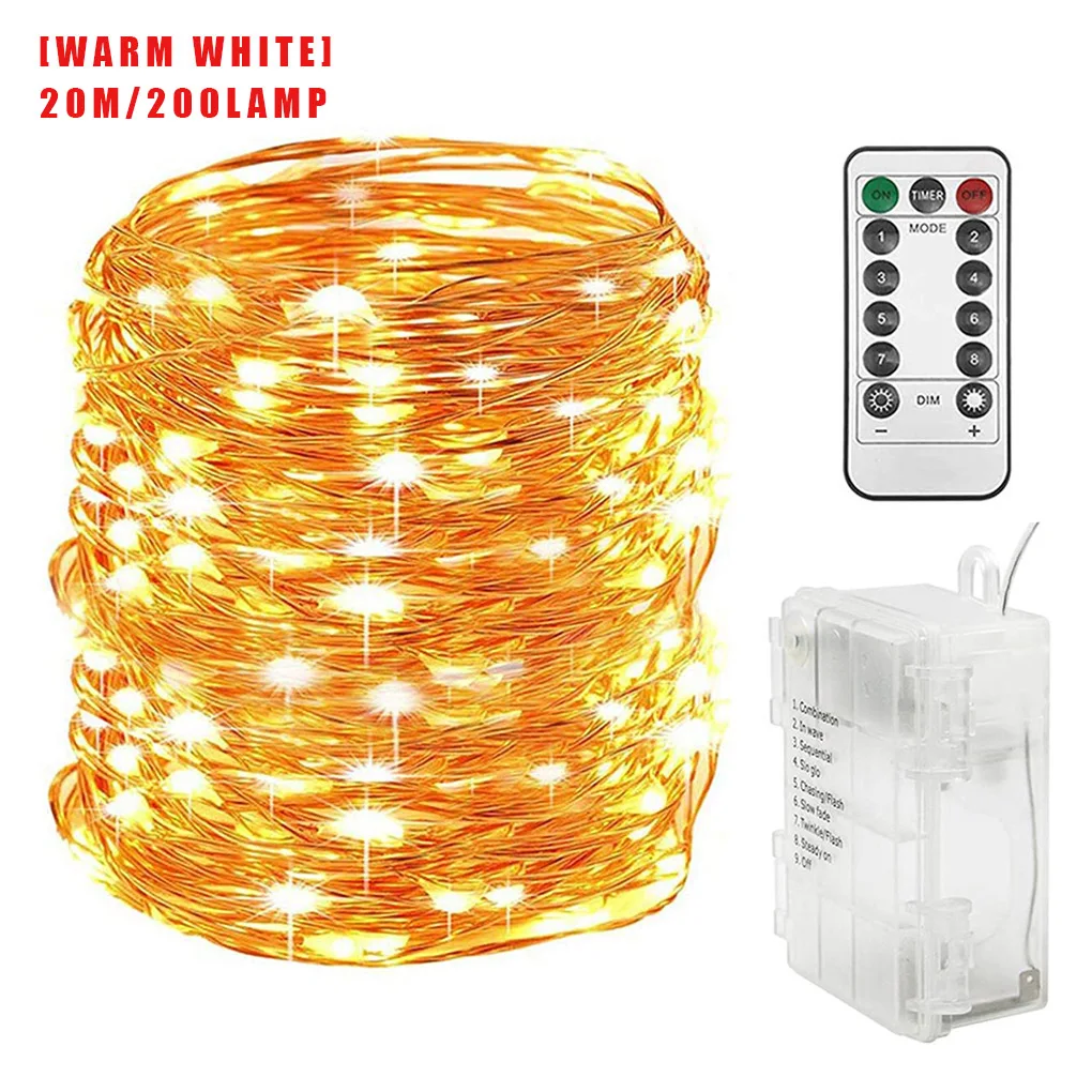 

Waterproof LED Light String Home Office Decorative Remote Control Timer Lamp String 10m 100LEDs White