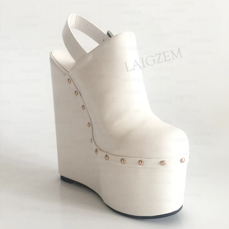 Женские босоножки ZHIMA на танкетке высотой 17 см туфли-лодочки с круглым носком и