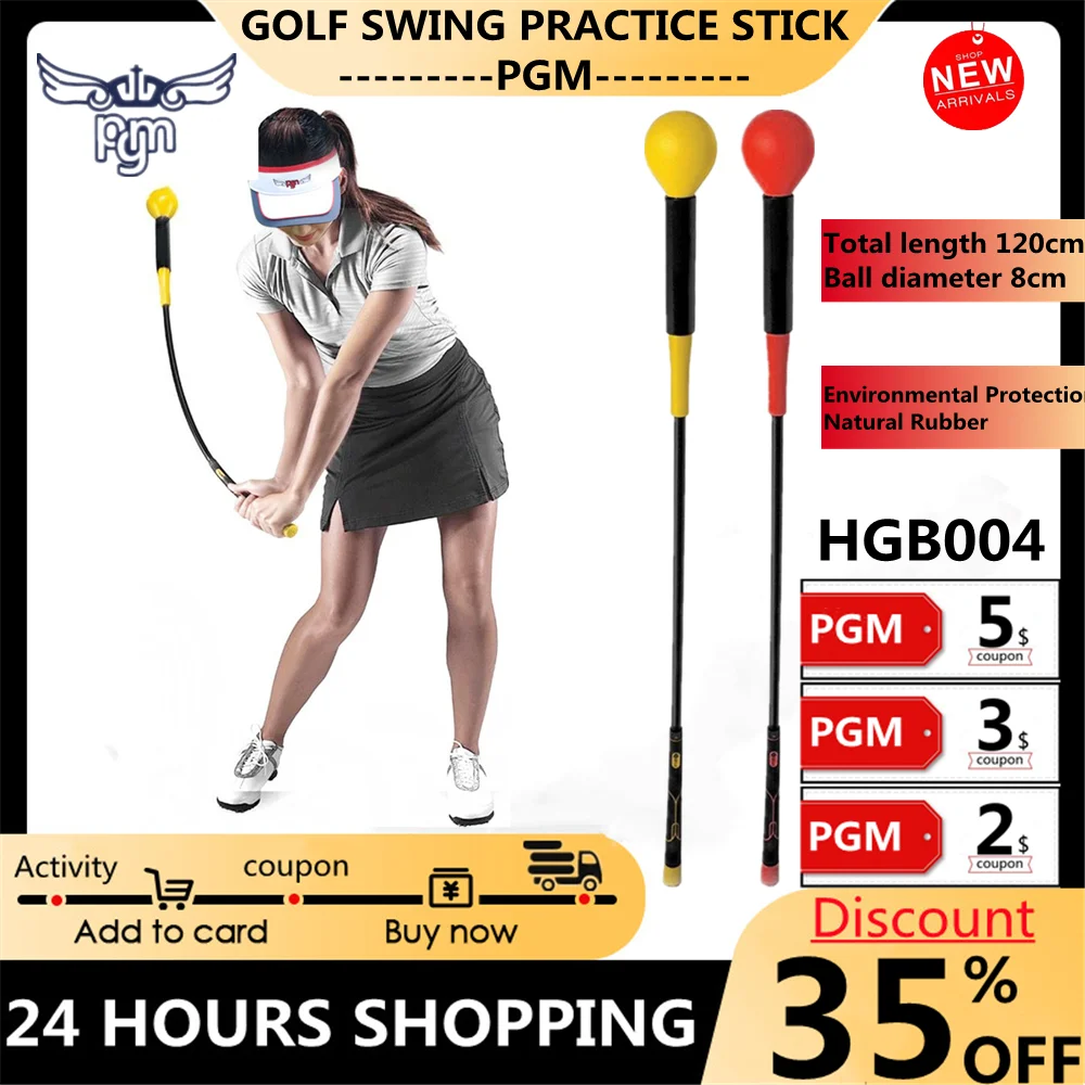 Pgm Golf Beginner Swing Practice Stick Rhythm Swing Device Natural Environmental Protection Rubber Warm Up Before The Game 122cm