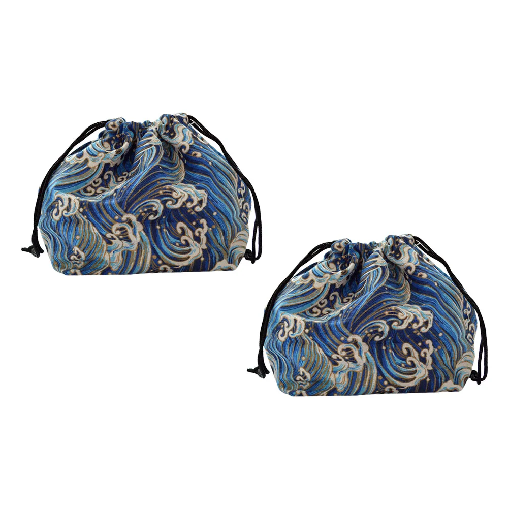 

2 Pcs Lunch Tote Bag Japanese Tote Bag Cotton Lunch Bag Bento Box Bag Japandi Decor Drawstring Bento Tote Pouch Bento Travel Bag