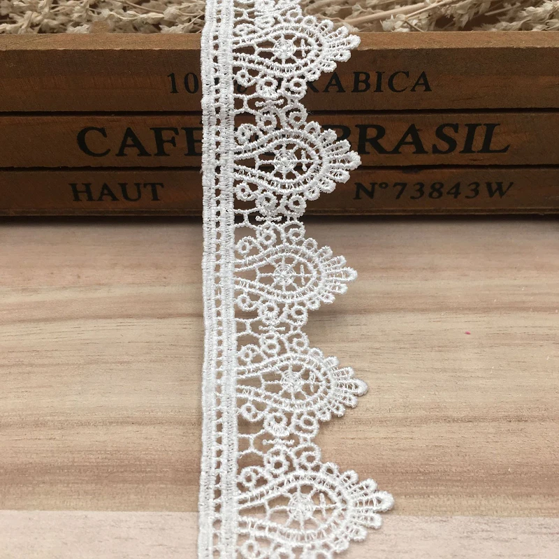 Кружевная лента с отделкой из гипюра, черная, белая кружевная ткань с вырезами, аксессуары для шитья, свадебное платье, 29 ярдов