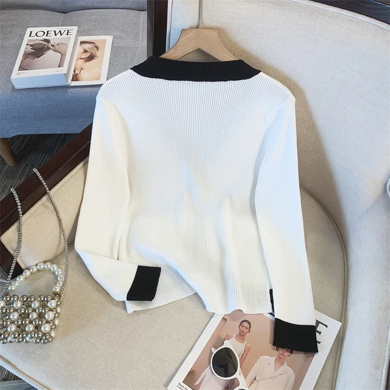 Корейский модный милый вязаный кардиган женский шикарный свитер с v-образным