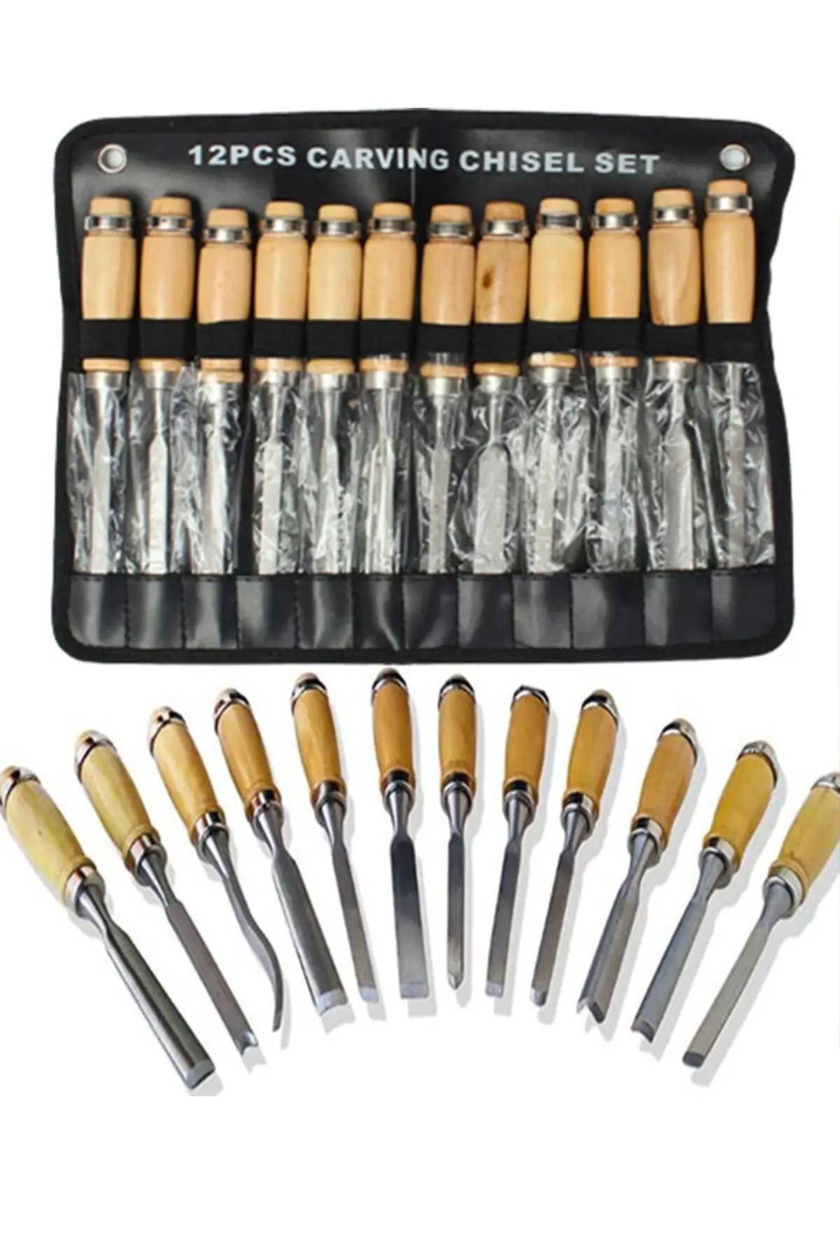 

Carving Set 12 Parça Bag Wood Carving Set wood carving chisel knife al araçı set basic detail carving wood hand crafts