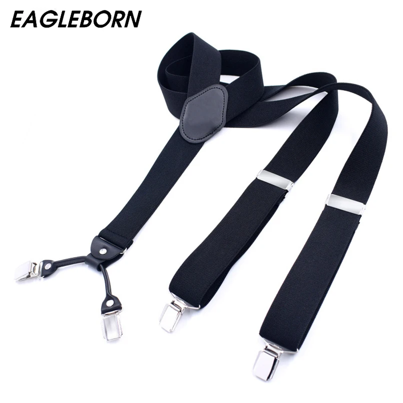 

New Solid Navy Black Suspenders Male for Pants Wide 3.5*135cm Braces Unisex Classic Strap Bretels Men Braces for Trousers Street