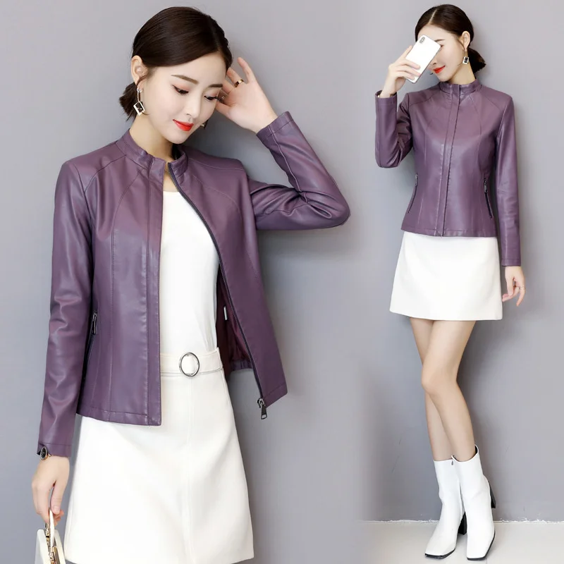 100% genuine real Autumn winter new Haining sheep women's short large leather jacket middle-aged mother