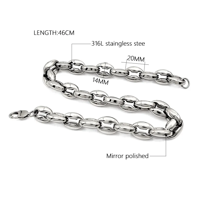 Цепочка с толстыми бусинами из нержавеющей стали водонепроницаемый чокер до