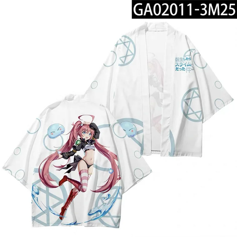 

Men women Kimono Cardigan Kawaii Tensei Suraimu Rimuru 3D Anime Kimono Women Mens Haori Yukata Summer Short Sleeve Cartoon girls