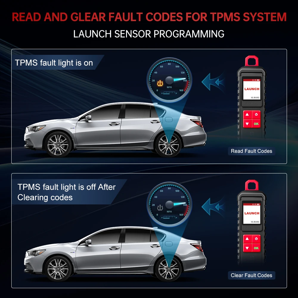 Фото Диагностический сканер Launch X431 I-TPMS для программирования и активации датчиков давления в шинах, инструмент для повторного обучения и клонирования, 315/433 МГц, для всех автомобилей №5