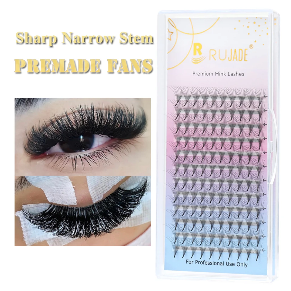 

Sharp Premade Volume Fans Lashes Pre Made Thin Pointy Base Stem Russian Volume Lashes Faux Mink Individual Lash Extension Cilios