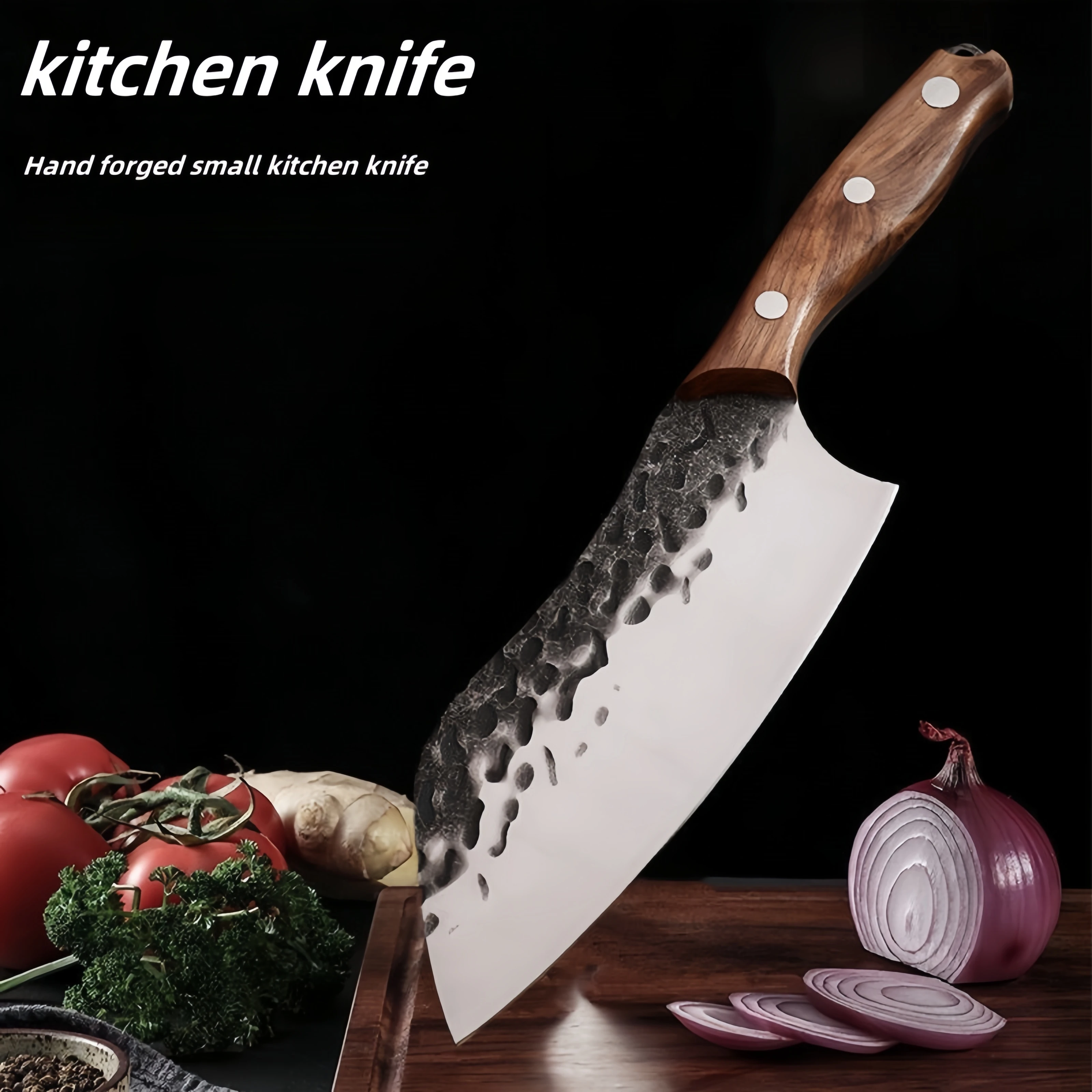 Фото Тесак для мяса, мясник, ручной кованый маленький кухонный нож, ручка из ореха 5Cr13, нож из нержавеющей стали высокой твердости, ножи-тесак №1