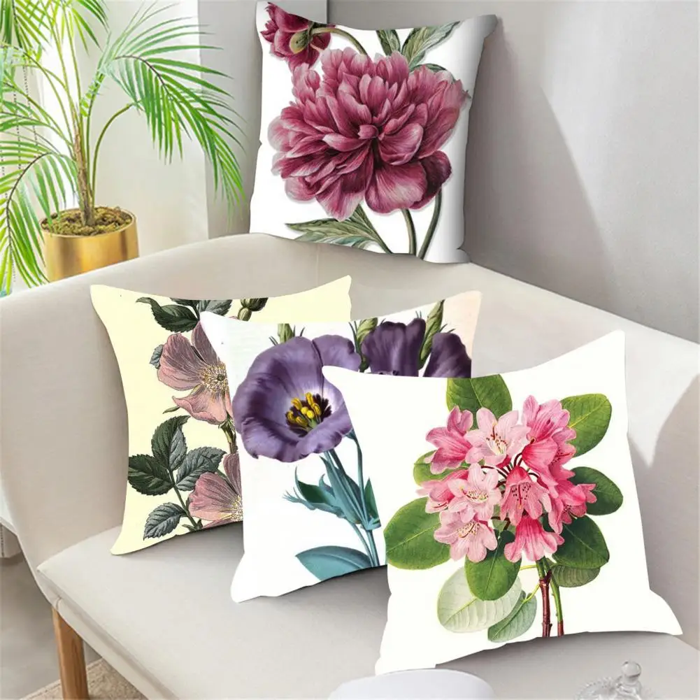 

Cushion Cover Attractive 18 Inch Square Leaf Printed Cushion Pillowcase Exquisite Replaceable Pillow Slipcover