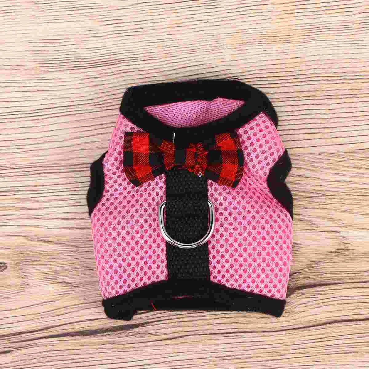 New Lovely Pet Breathable Mesh Fabric With Leash Small Animal Vest Lead For Hamster Rabbit Bow Strap - Size S (Pi