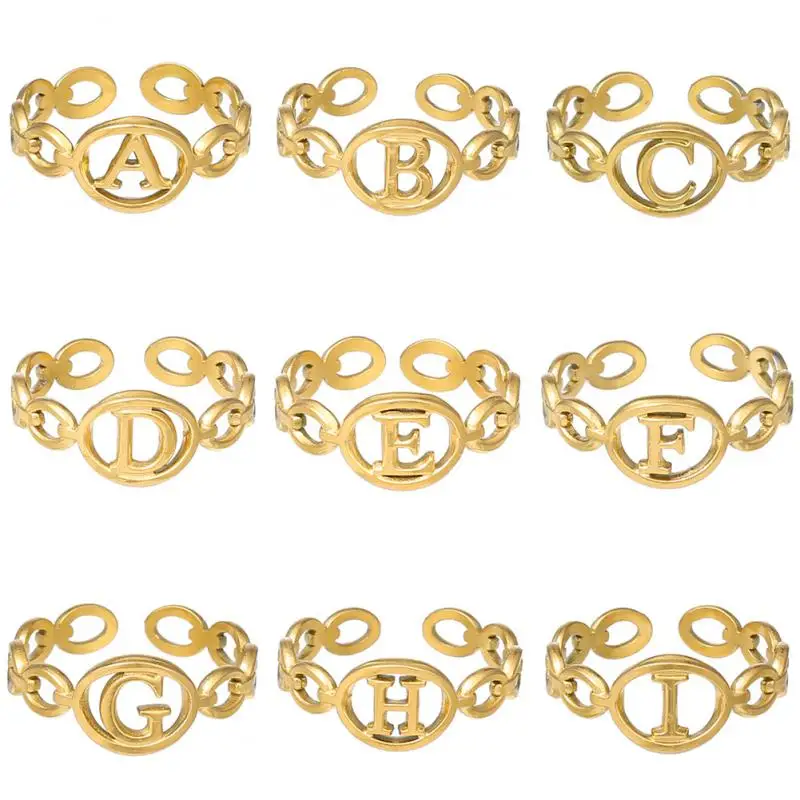 

Модные открытые кольца, геометрический тренд, открытое из титановой стали и золота, регулируемое кольцо с буквами, элегантное ажурное кольцо, женское ювелирное изделие, подарок