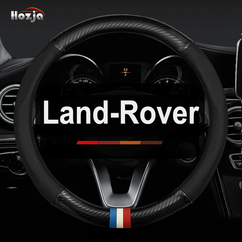 

Carbon Fibre + Leather Car Steering Wheel Cover Non-Slip for Land Rover Range Rover L2 LF Evoque Discovery 3 4 L319 L462 Sport