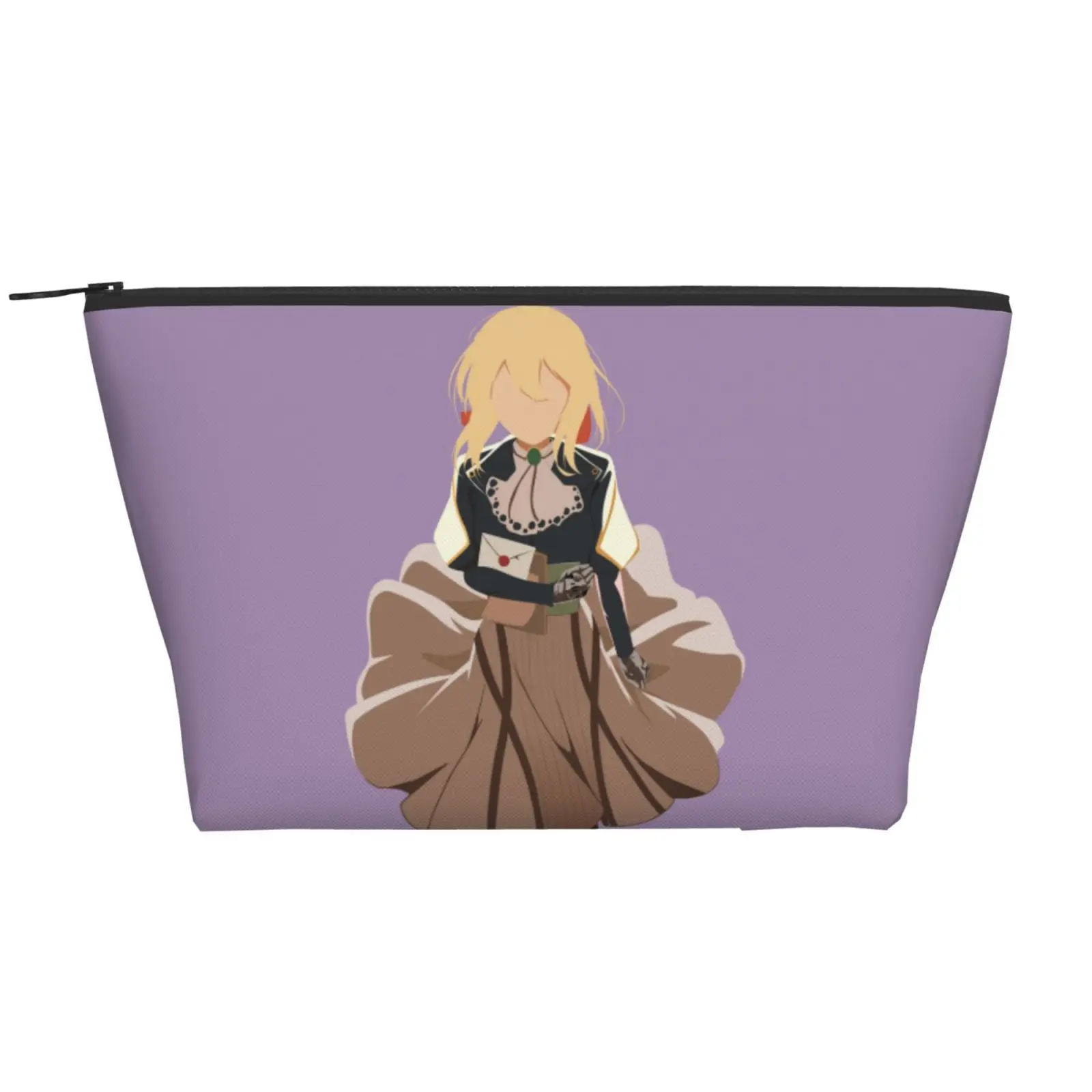 

Violet Purple Organizer Trapezoid Daily Storage Bag Polyester Christmas Holiday Ziplock Bag Side Bag for Ladies 2 Sides