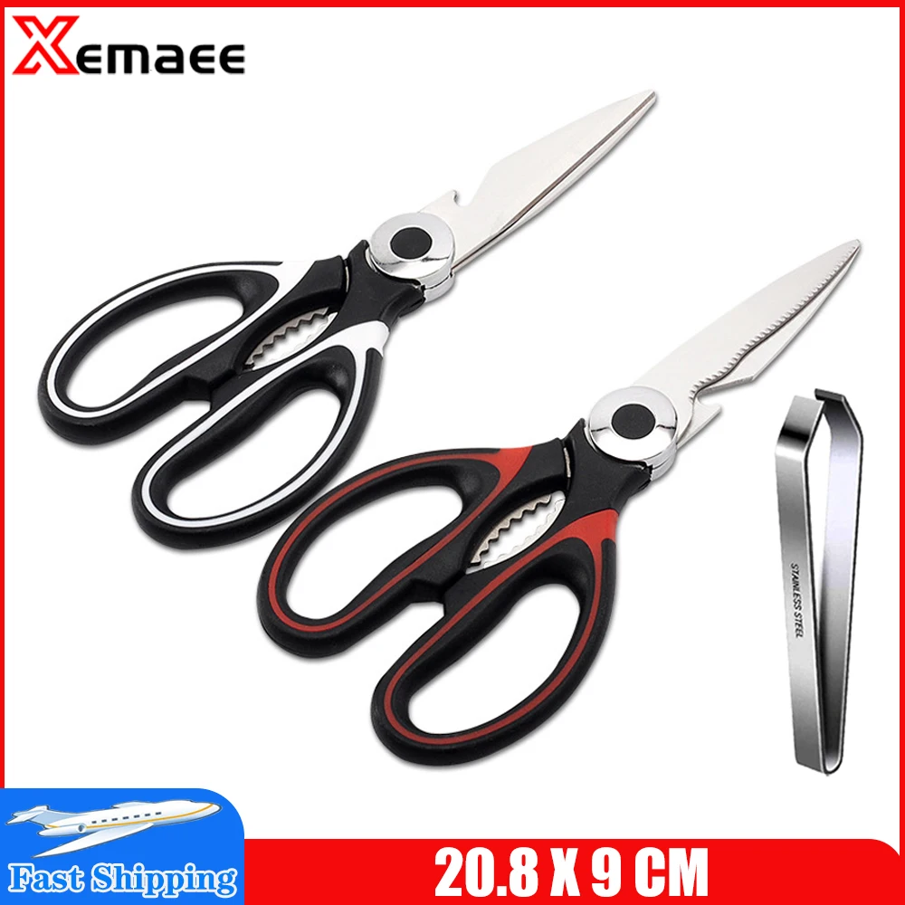 

Kitchen Scissors Chicken Bone Scissors Meat Cutting Scissors Stainless Steel Vegetable Seafood Clippers Opening Bottle Scissors