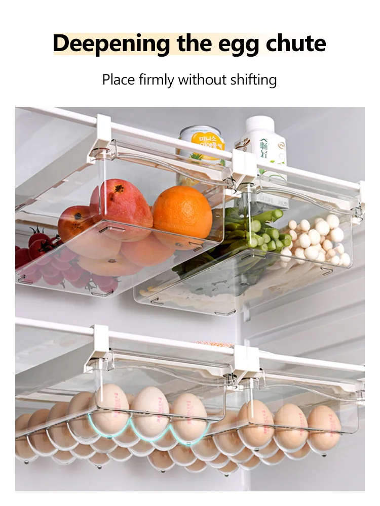 Ящик для хранения еды в холодильнике прозрачный стеллаж подставка под полку