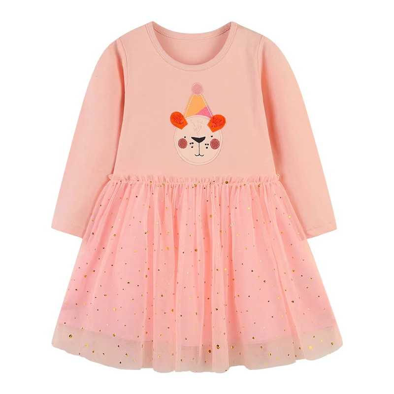 

New Sequin Gauze Autumn Dress Princess Girls Dresses For Spring Kids Bear Children Clothes Tutu Birthday Costume Baby Girl Dress