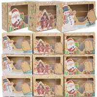 2218cm paper gift boxes christmas present muffin snacks packaging box paper xmas snowman santa claus box with greeting card