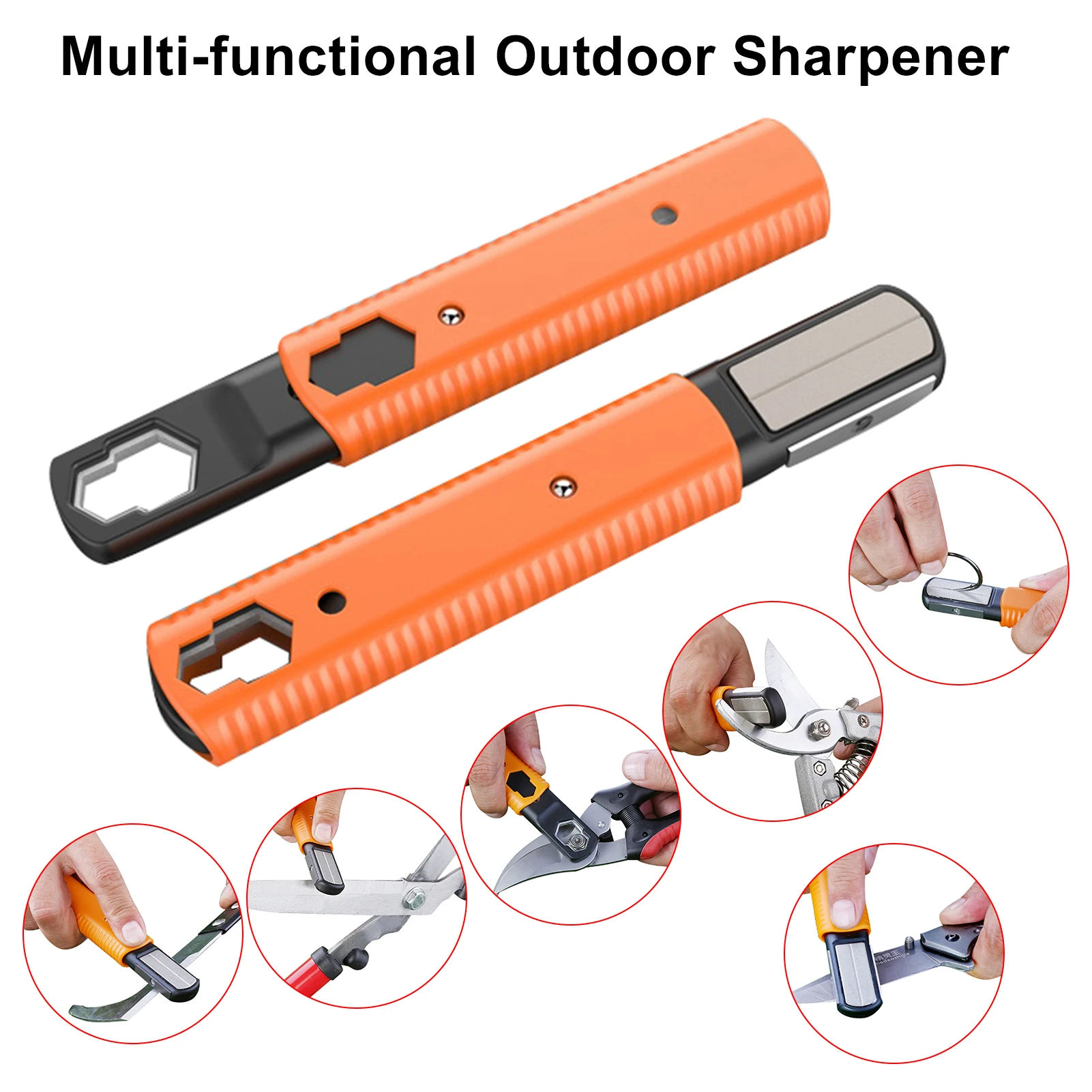 

Two Stage Sharpener for Outdoor Hiking Picnic Coarse Fine Grinding Sharpening Tool with Compass and Whistle Whetstones