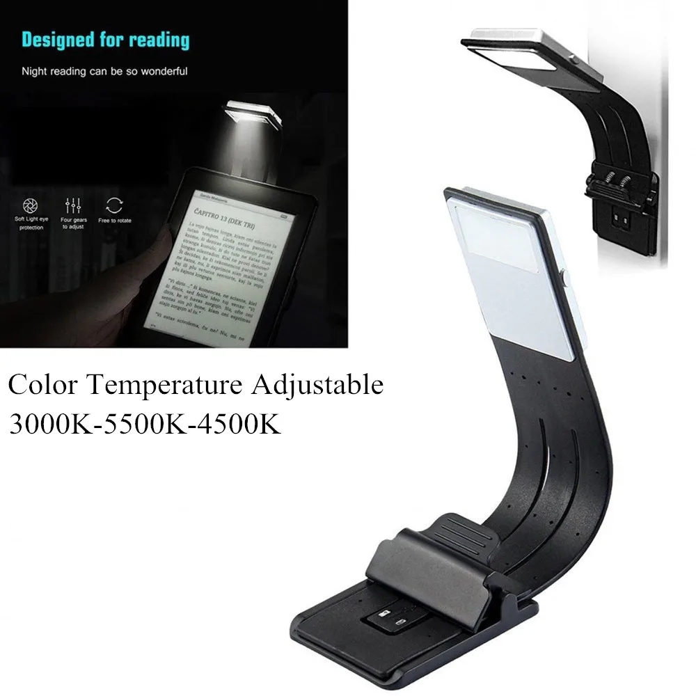 Magnetic LED Book Light Rechargeable USB Port Portable Reading Lamp Dimmable With Detachable Flexible Clip