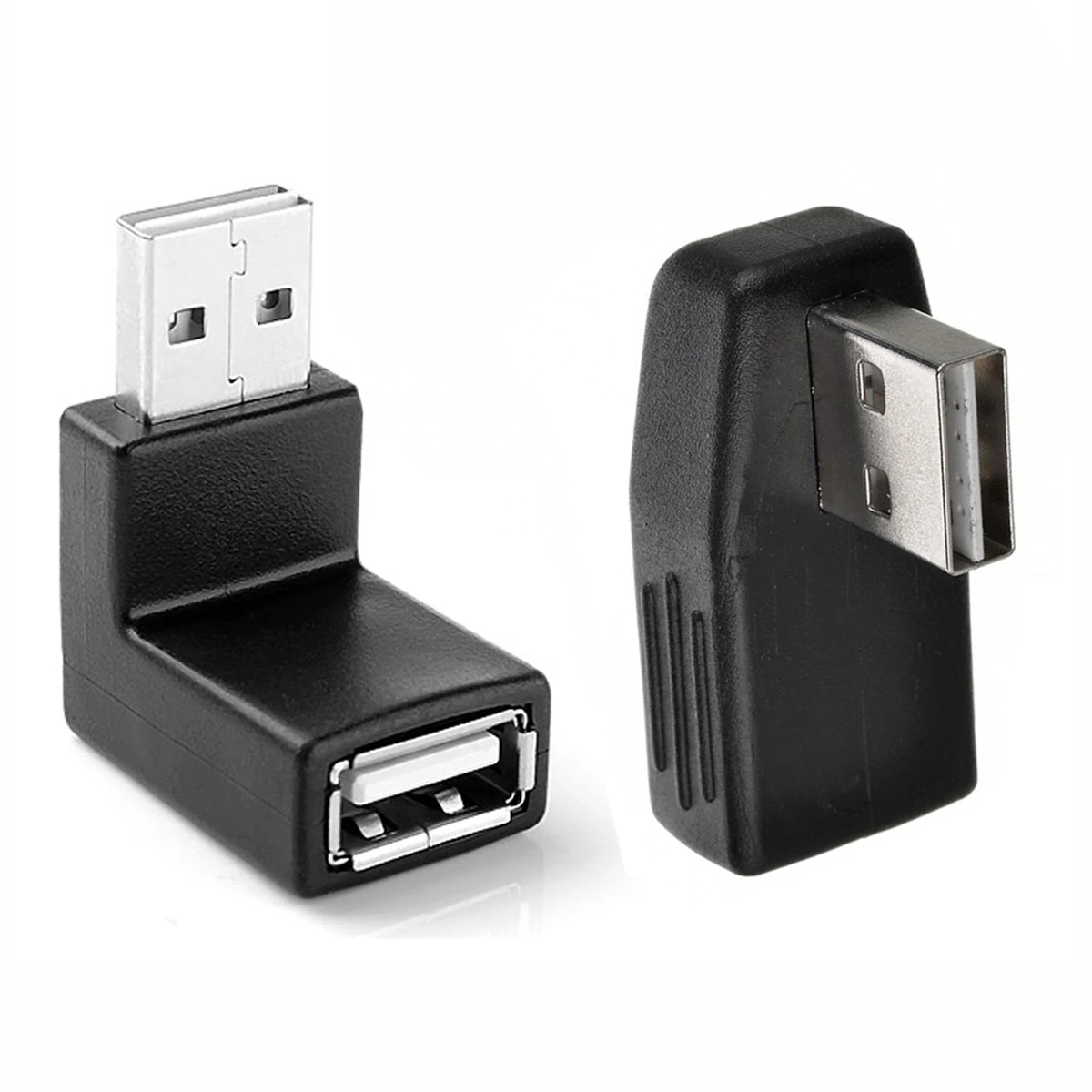 

1Set USB 2.0 A Male to Female Extension Adapter Horizontal Vertical Angled 90 Degree Reversible Design