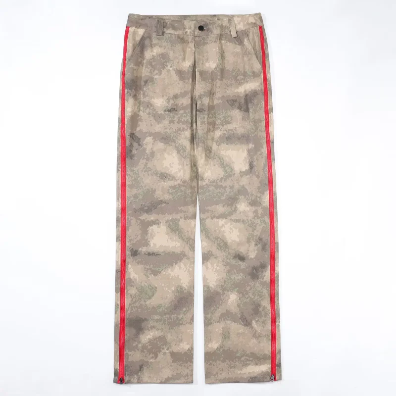DEEPTOWN Camouflage Denim Pants Men Zipper Printed Straight Jeans Vintage Loose Trousers Male Streetwear Casual Fashion Spring