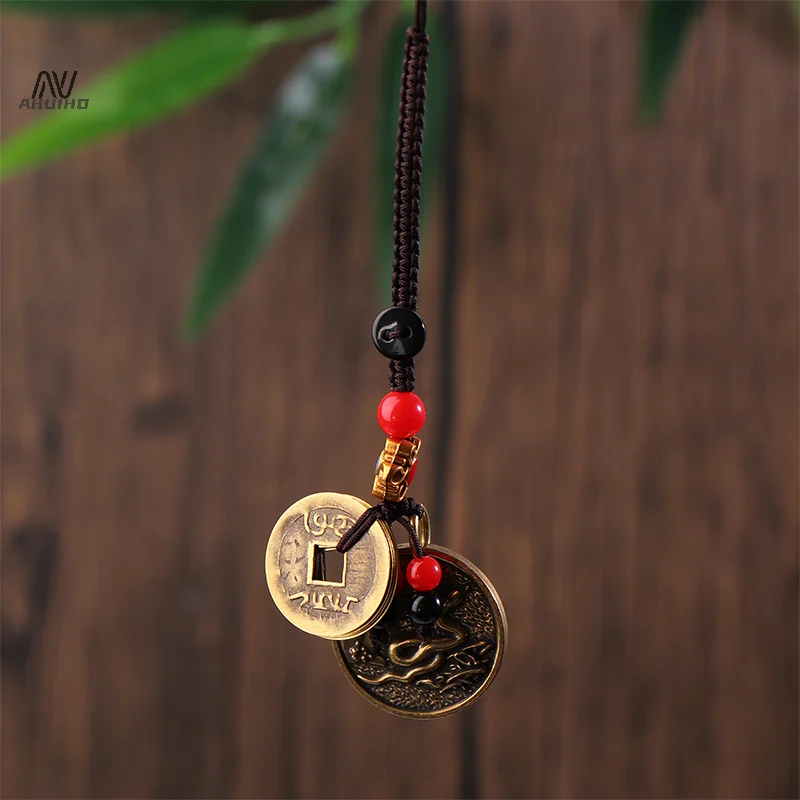 Брелок для ключей из чистой латуни в виде змеи Год Зодиака Пять императоров Удача