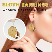 creative lovely lazy sloth earrings simple funny handmade wooden earring pendant slowly animals ear hook jewelry teardrop dangle