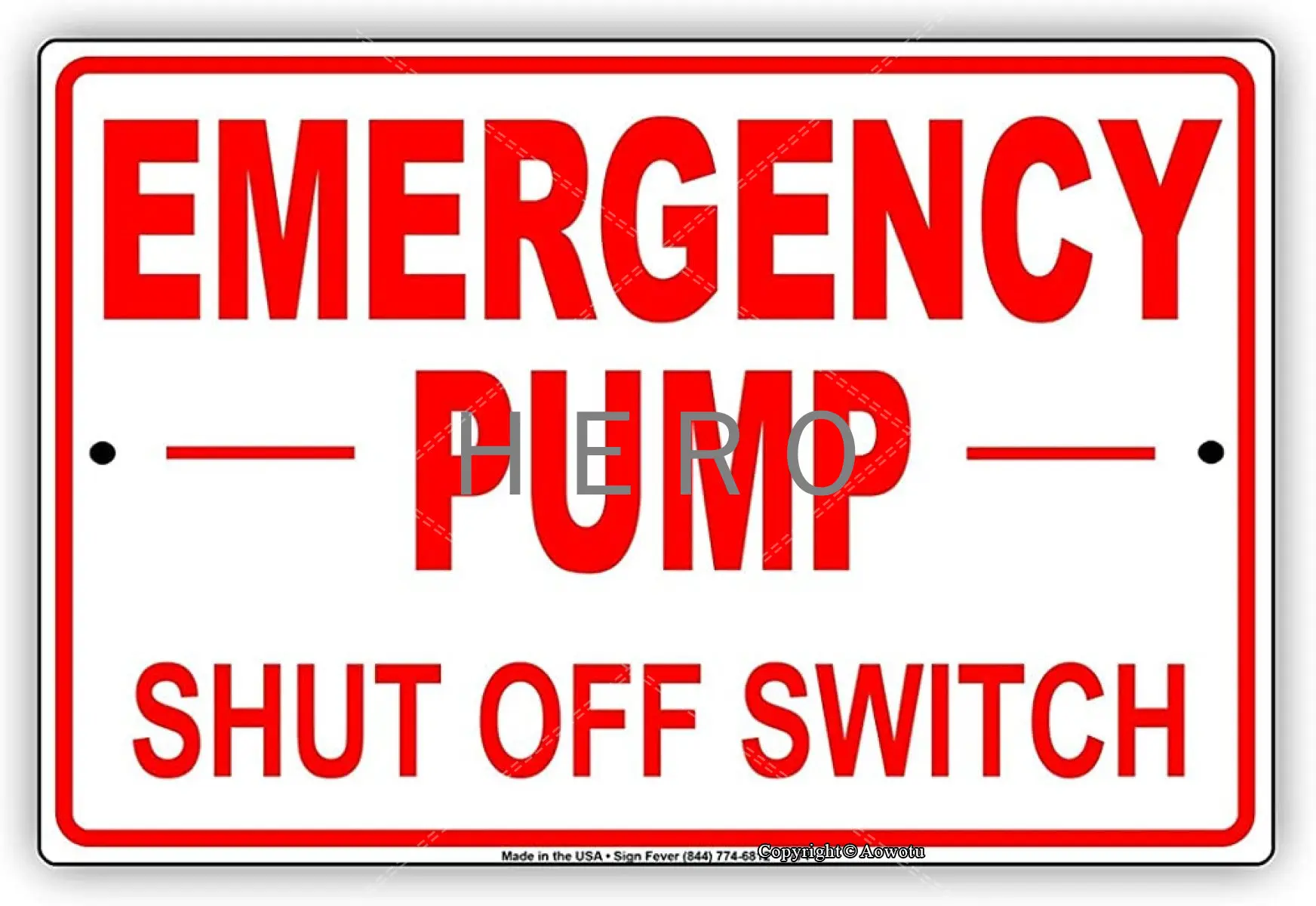 

EMERGENCY PUMP SHUT OFF SWITCH Vintage Tin Sign Art Iron Painting Rusty Poster Decoration Aluminum plaque