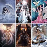5d diy diamond painting angels and demons full round drill embroidery mosaic picture cross stitch kit home decor