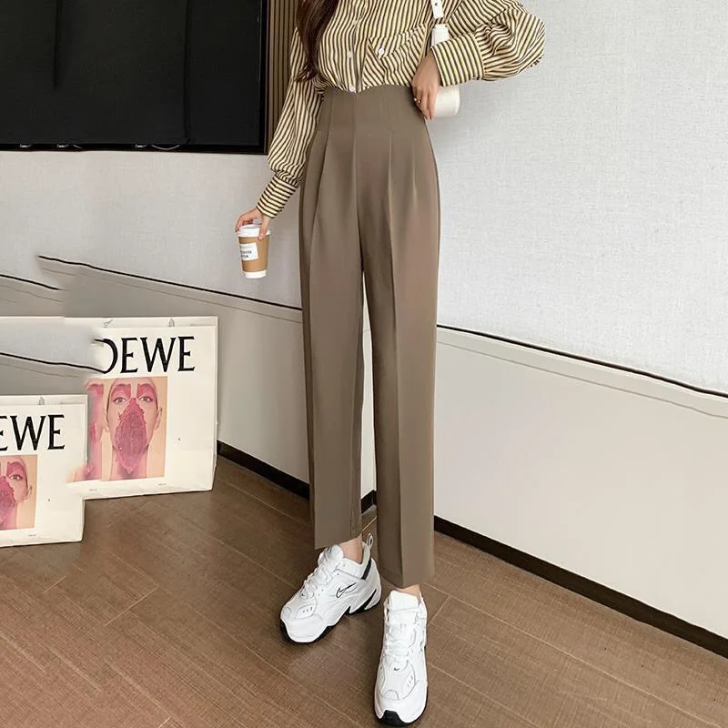 

Straight Suit Pants High Waist Trousers Office Lady Pants for Women Spring Autumn Female Elegant White Pencil Pants Pantalones