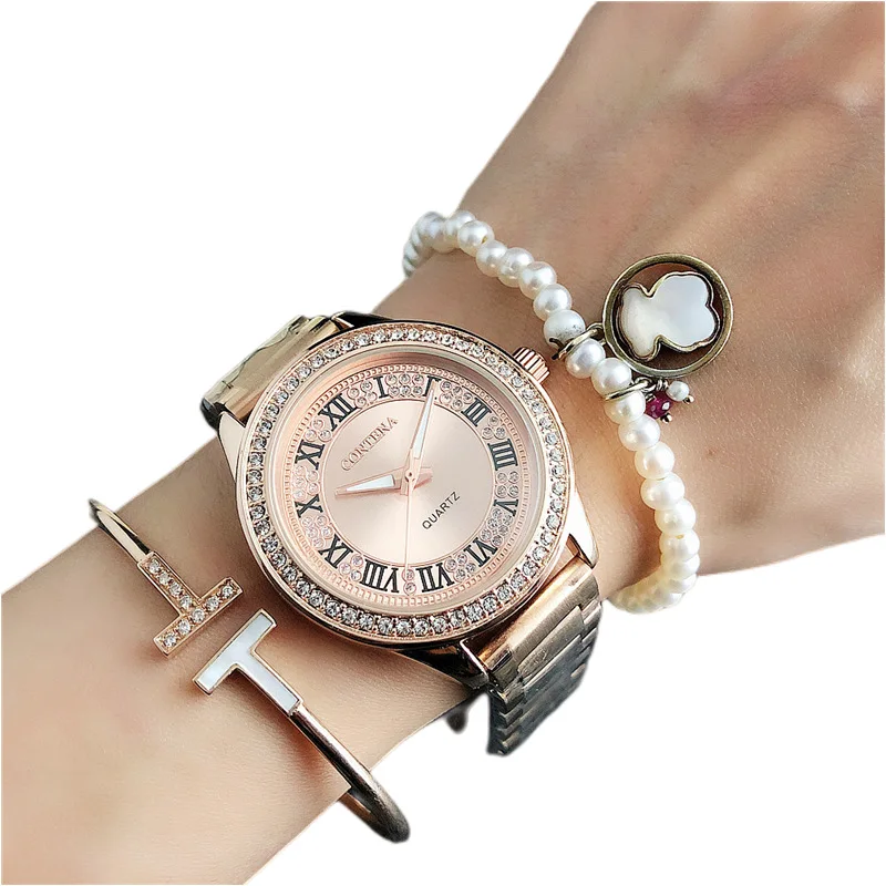 2023 Popular large dial Europe and America fashion new women's watch steel belt brick fashion watch