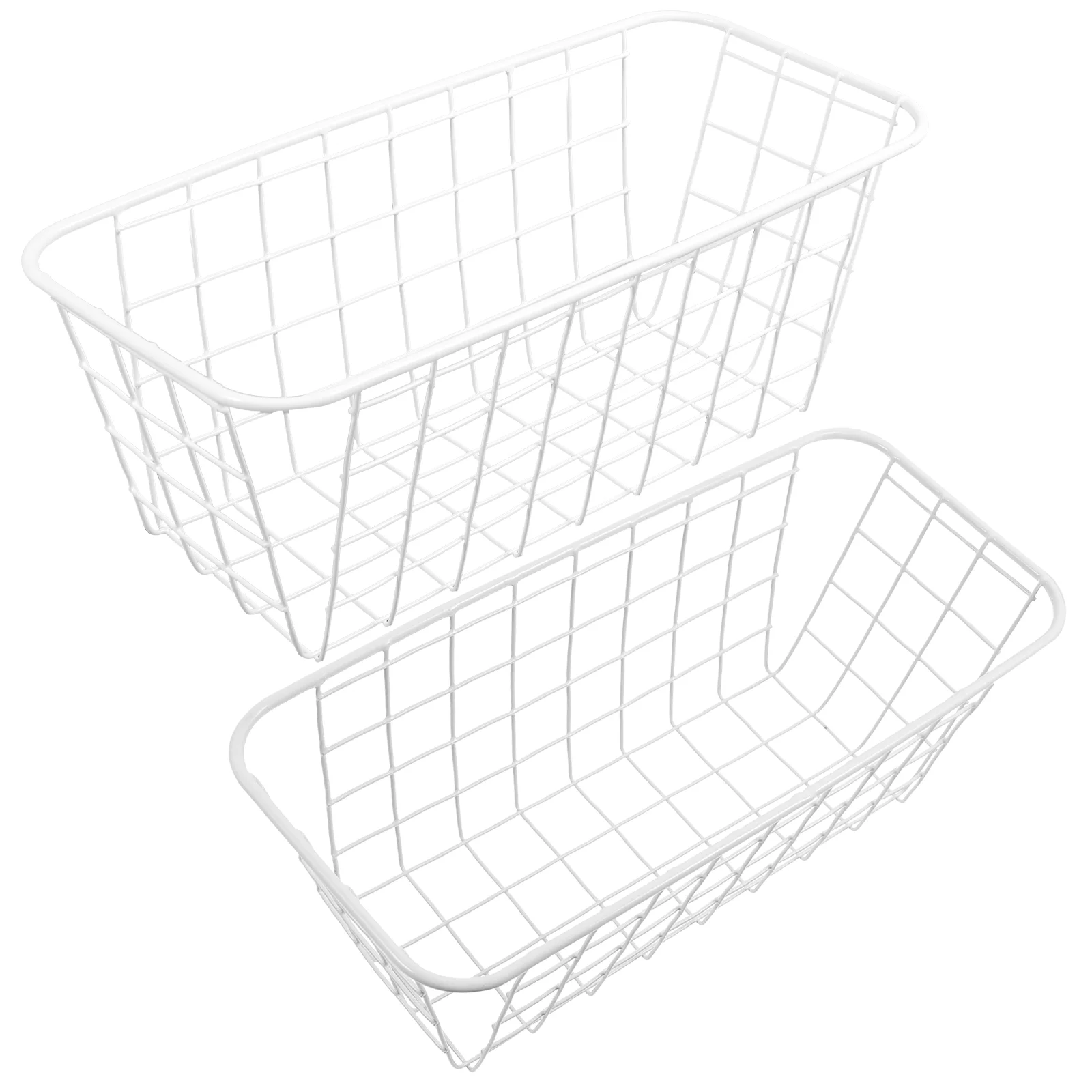 

2 Pcs Wrought Iron Storage Box Shelf Kitchen Wall Organizer Small Hanging Rack Sundries Basket Bathroom Toiletries Shower Wire