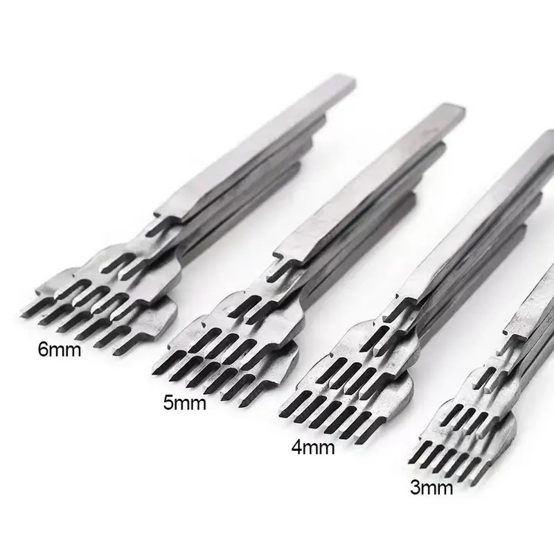 

1/2/4/6 Prong Leather Craft Tool Hole Punches Stitching Tool Diamond Pricking Leather Craft Completely Polishing 3/4mmCraft Kits