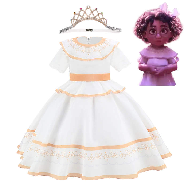 

Fancy Baby Girl Encanto Lotus Leaf White Dresses Charm Kids Infants 1 Year Christening Birthday Party Ceremony Elegant Dress Up