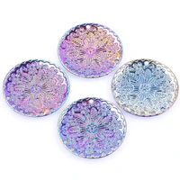5pcs retro circular engraving charm pendant accessory alloy rainbow color jewelry making for gift necklace earring keychain bulk