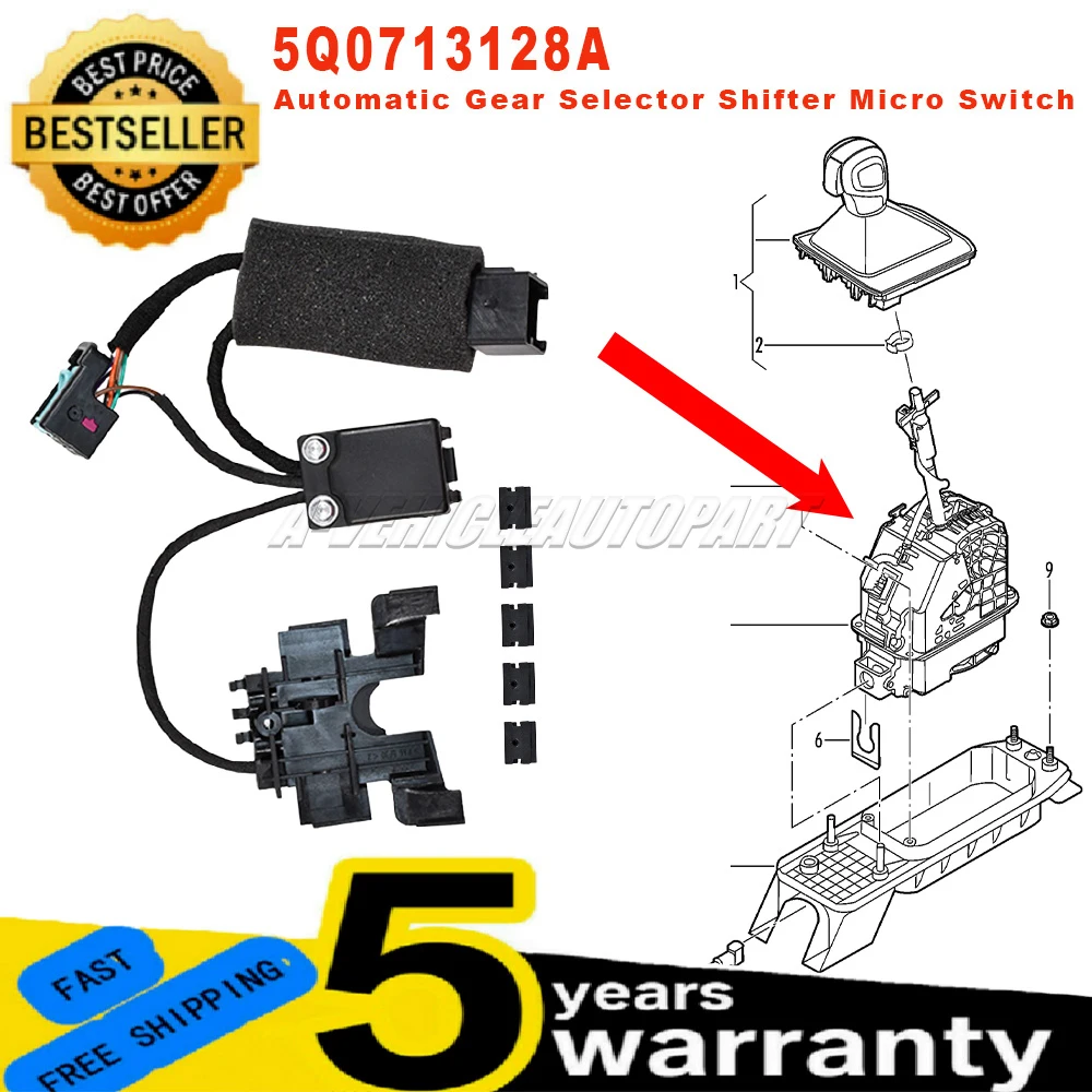 

5Q0713128A Новый для VW Golf A7 Beetle Mk2 Skoda Octavia Mk3, автоматический переключатель передач, микропереключатель, 9-контактный автомобильные аксессуары