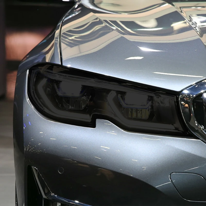 2 Pcs Car Headlight Protective Film RestorationTransparent Black TPU Sticker For BMW 3 Series G20 G21 2019 2020 Accessories